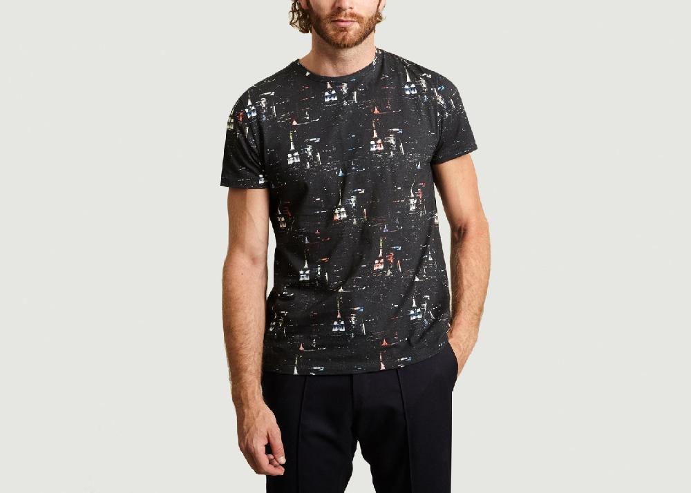 l'exception T Shirt Print Skycrapers Noir M.X Maxime Simoëns