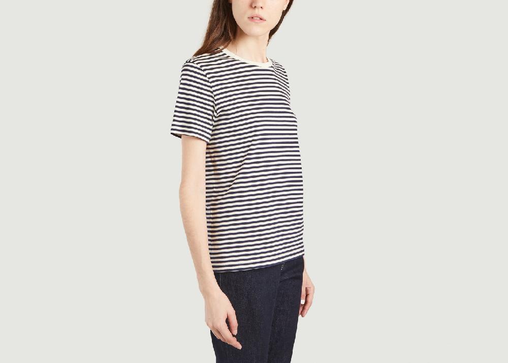 L'exception T Shirt Rayé En Coton Biologique Bleu Marine Organic Basics