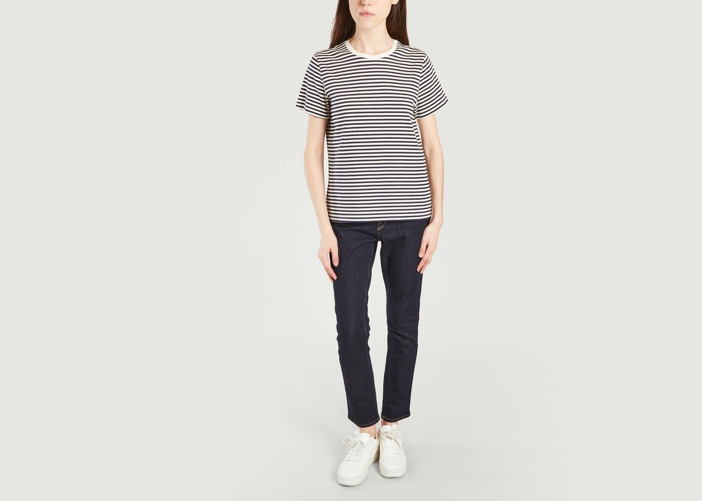 L'exception T Shirt Rayé En Coton Biologique Bleu Marine Organic Basics