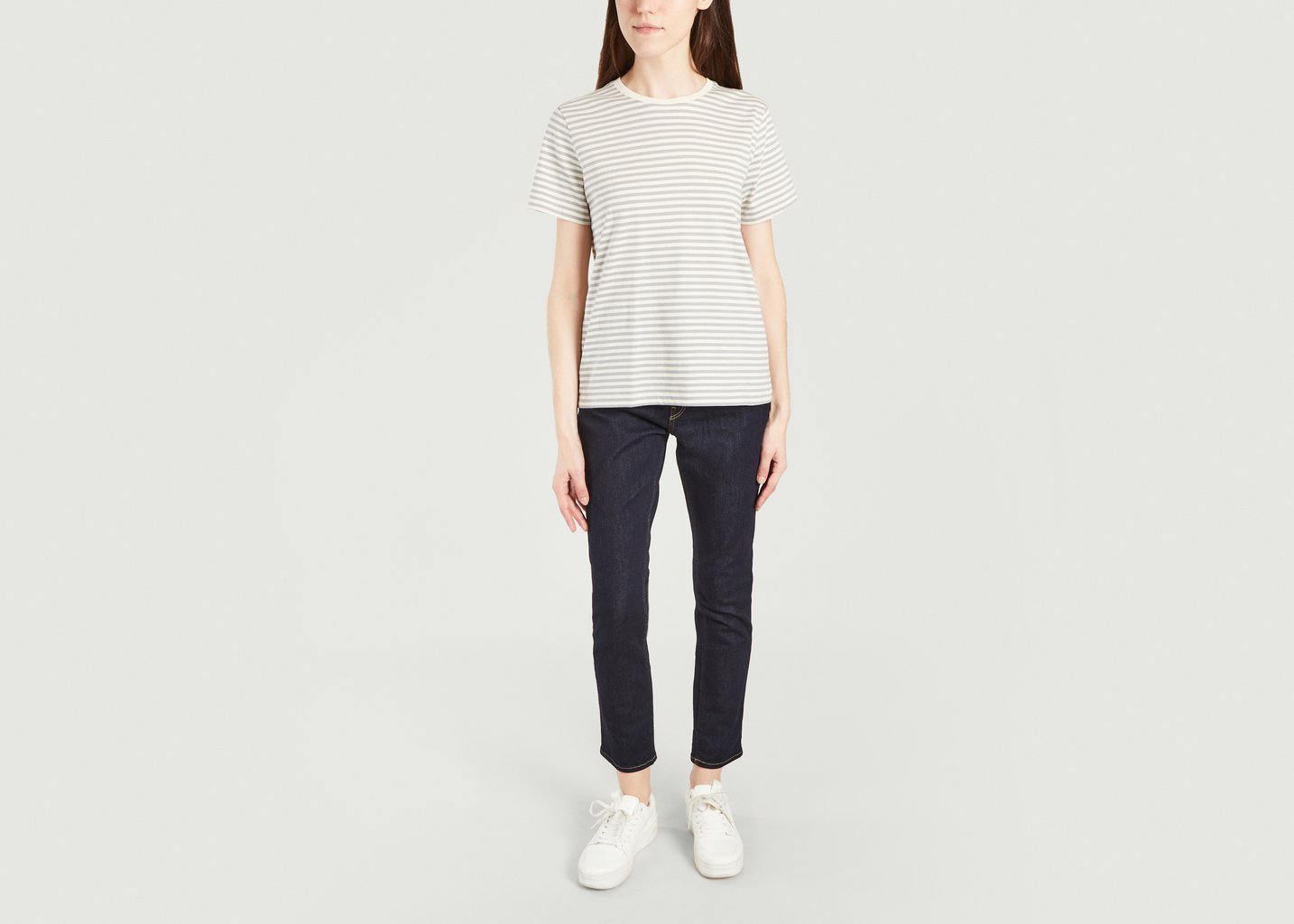 L'exception T Shirt Rayé En Coton Biologique Gris Organic Basics