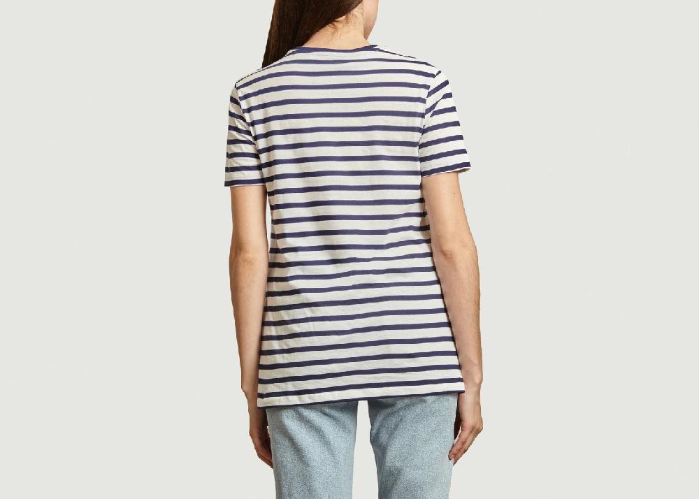 L'exception T Shirt Rayé Imprimé In Fries We Trust Bleu Marine Être Cécile