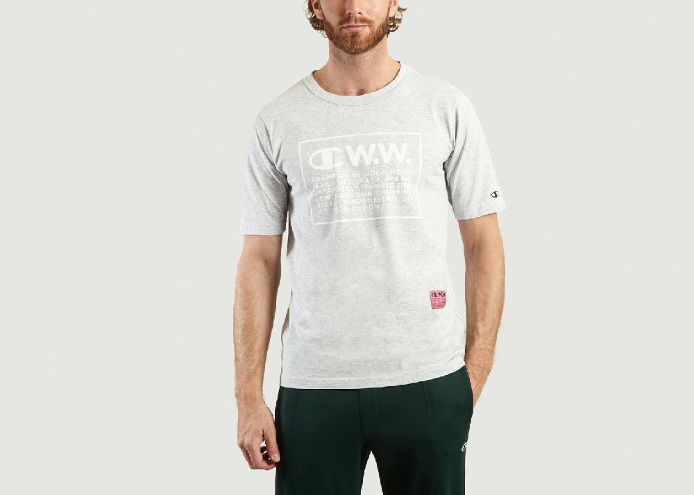 l'exception T shirt Rick Oversize Logo Champion x Wood Wood Gris Champion
