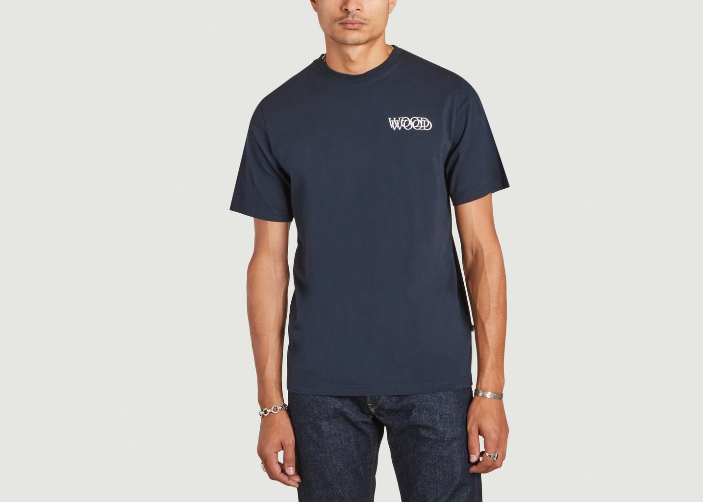 l'exception T shirt Sami graphique logo Bleu Marine Wood Wood