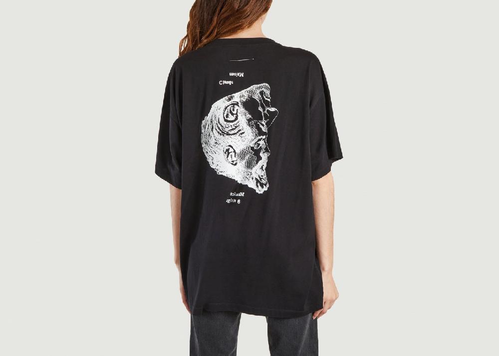 L'exception T Shirt Visage Noir MM6 Maison Margiela