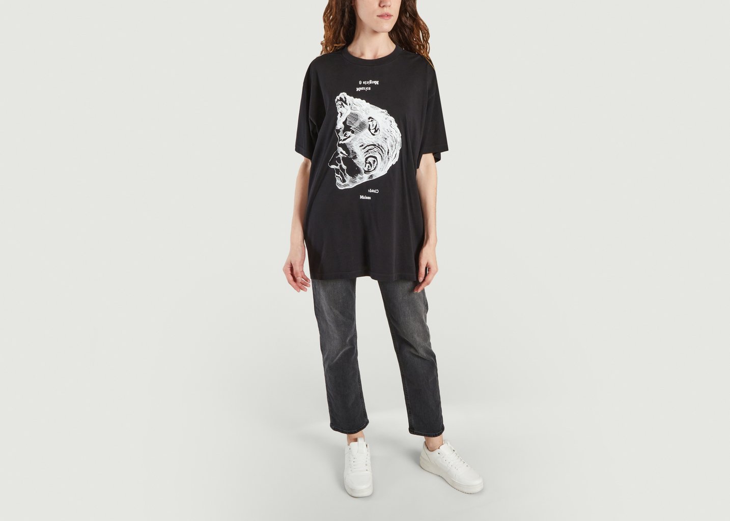 L'exception T Shirt Visage Noir MM6 Maison Margiela