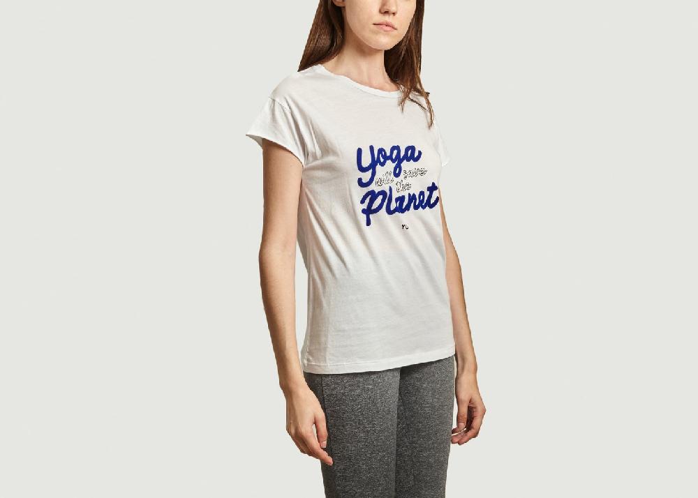 L'exception T Shirt Yoga Will Save The Planet Blanc YUJ Paris
