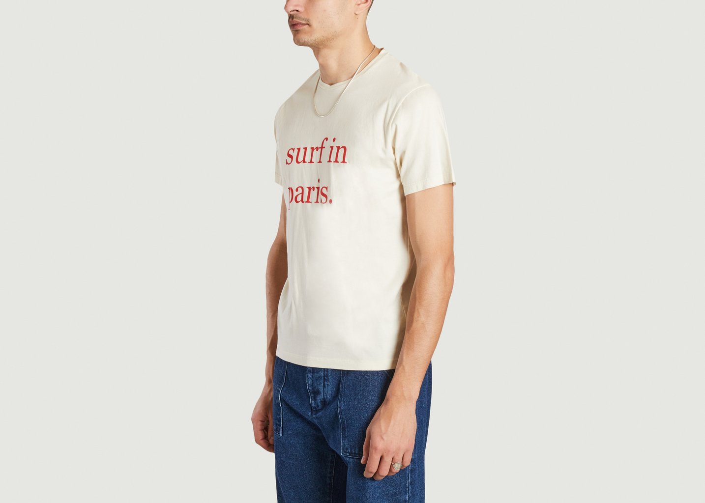 L'exception Tee Shirt Surf In Paris En Coton Ecru Cuisse De Grenouille