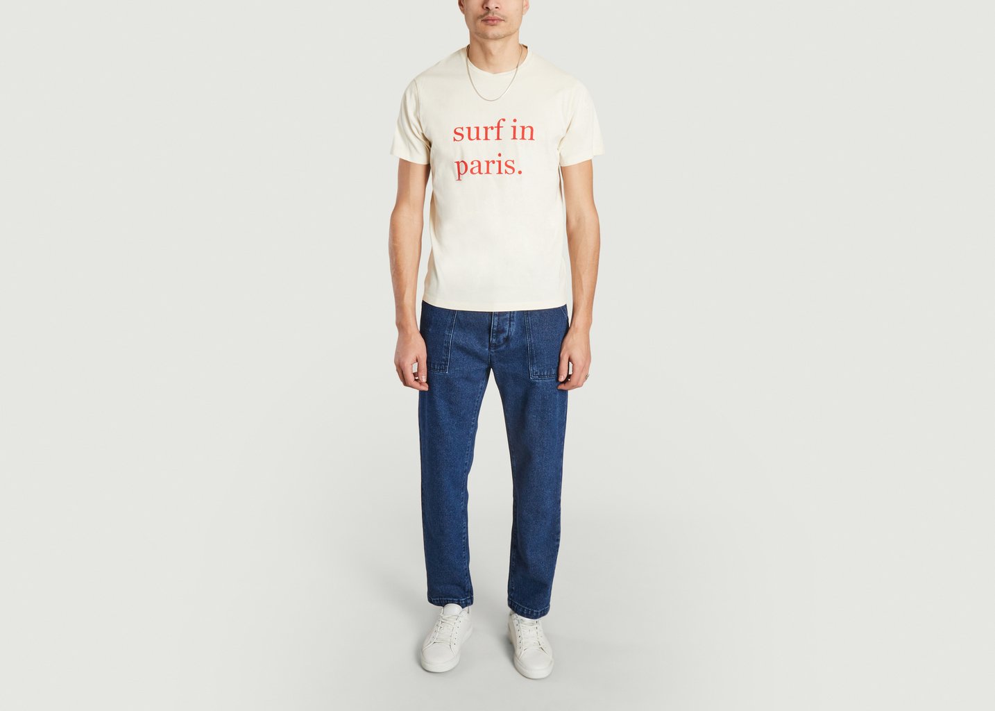 L'exception Tee Shirt Surf In Paris En Coton Ecru Cuisse De Grenouille