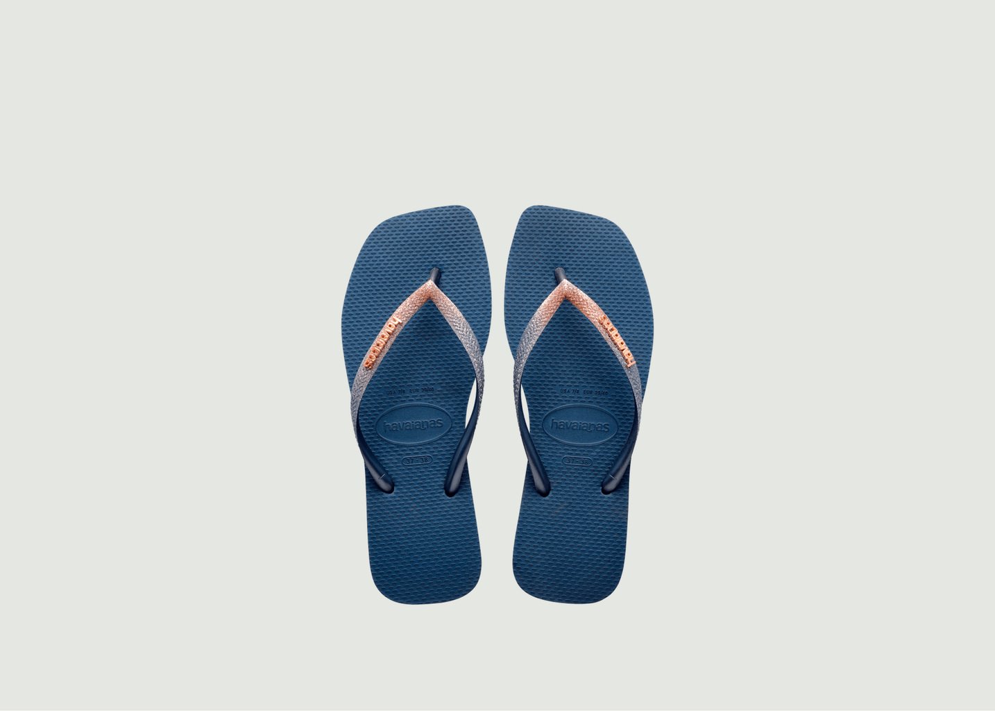 L'exception Tongs Avec Lanière Pailletée Square Glitter Indigo Havaianas
