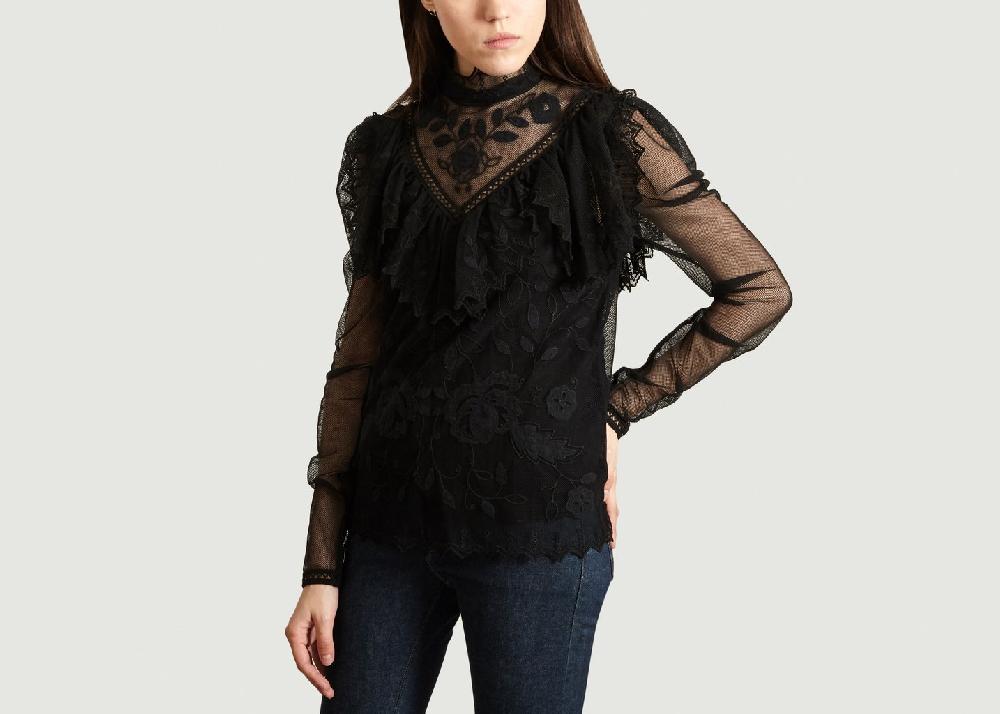 L'exception Top à Volants Et Dentelle Noir See By Chloé