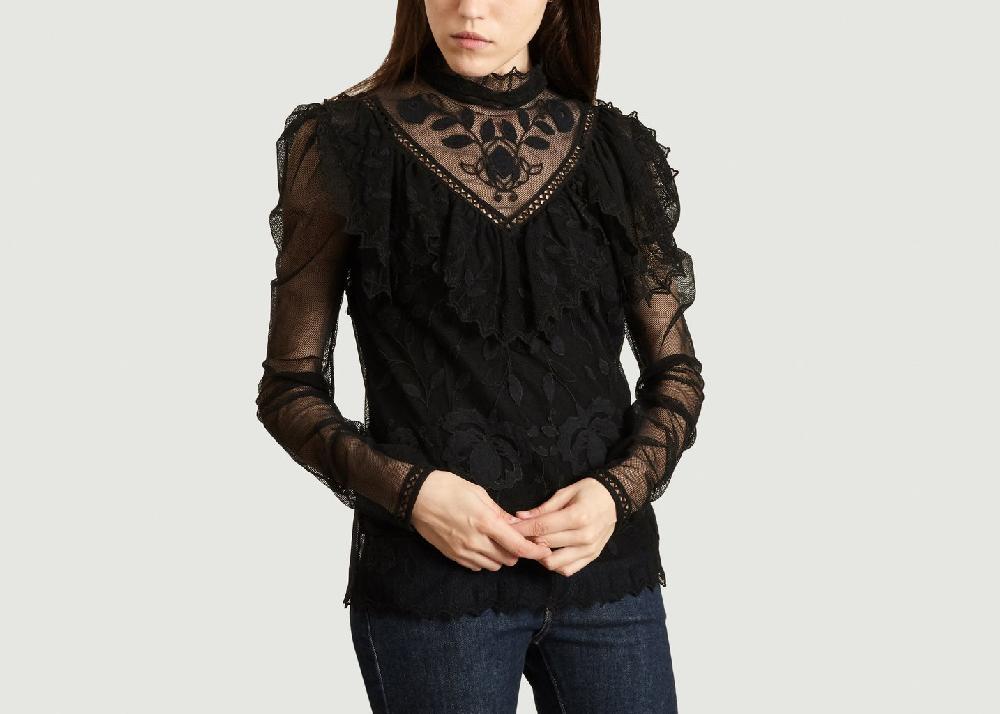 l'exception Top à Volants et Dentelle Noir See by Chloé