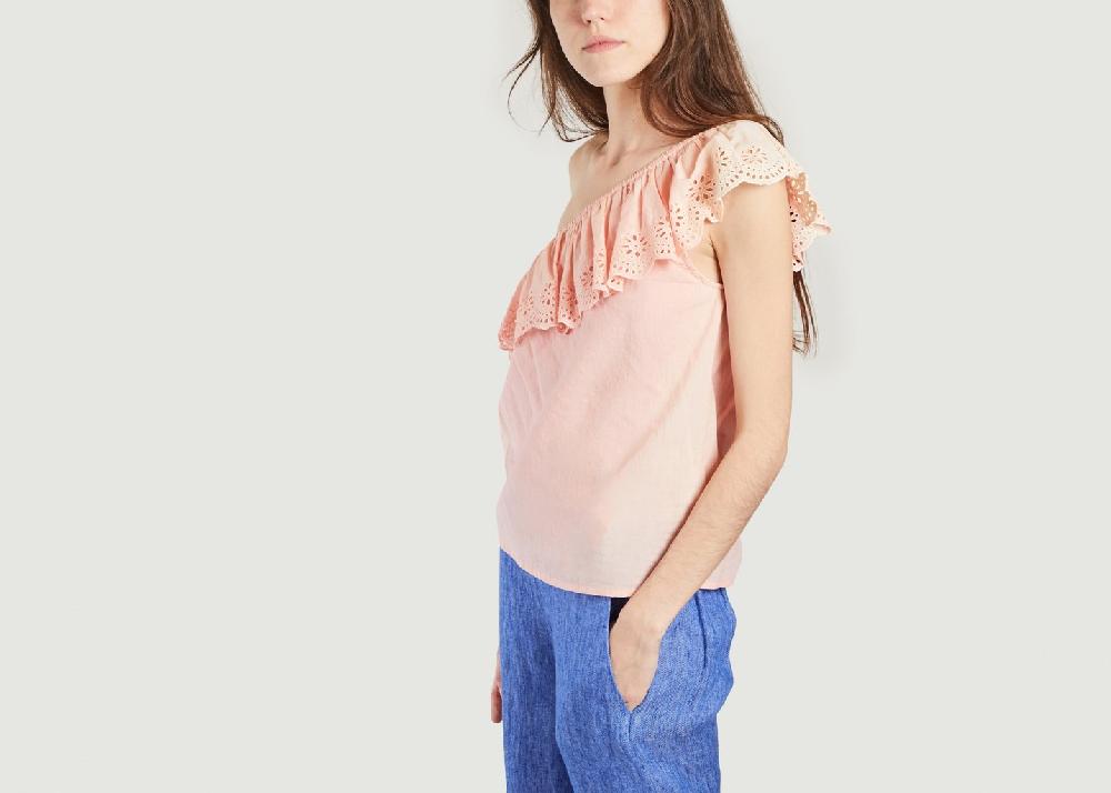 L'exception Top Asymétrique En Coton Lauren Rose Pâle Petite Mendigote Paris