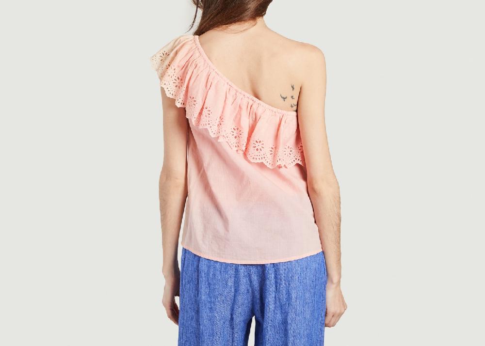 L'exception Top Asymétrique En Coton Lauren Rose Pâle Petite Mendigote Paris