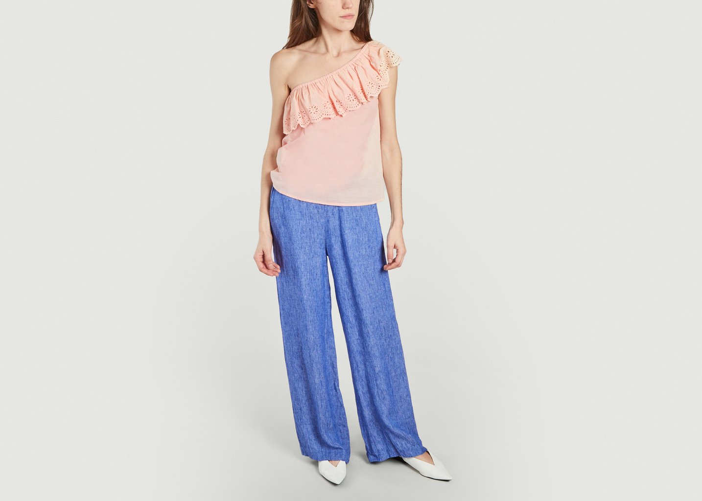 L'exception Top Asymétrique En Coton Lauren Rose Pâle Petite Mendigote Paris