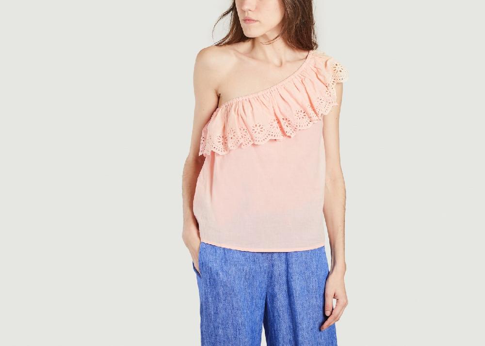 l'exception Top asymétrique en coton Lauren Rose Pâle Petite Mendigote Paris
