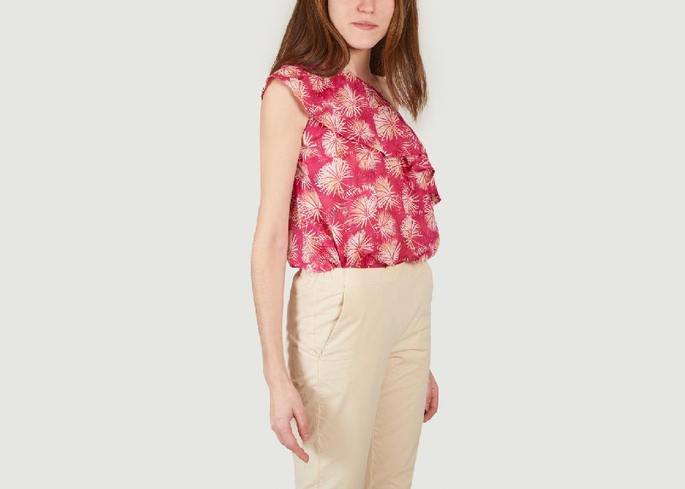 L'exception Top Asymétrique Imprimé Feuillage Helga Fuchsia Hartford