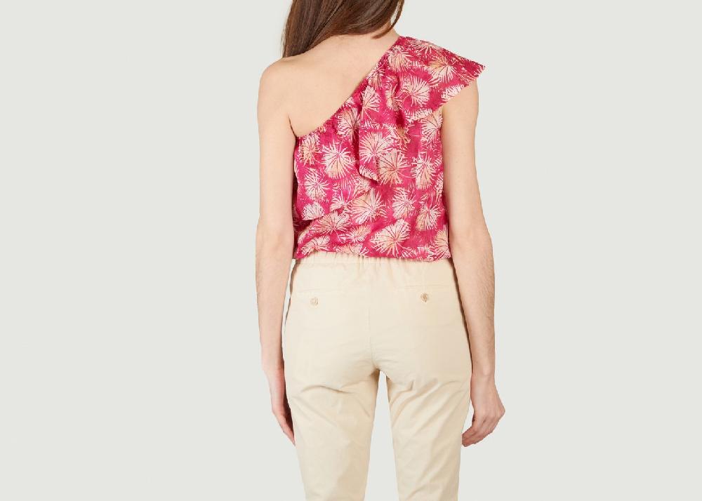 L'exception Top Asymétrique Imprimé Feuillage Helga Fuchsia Hartford