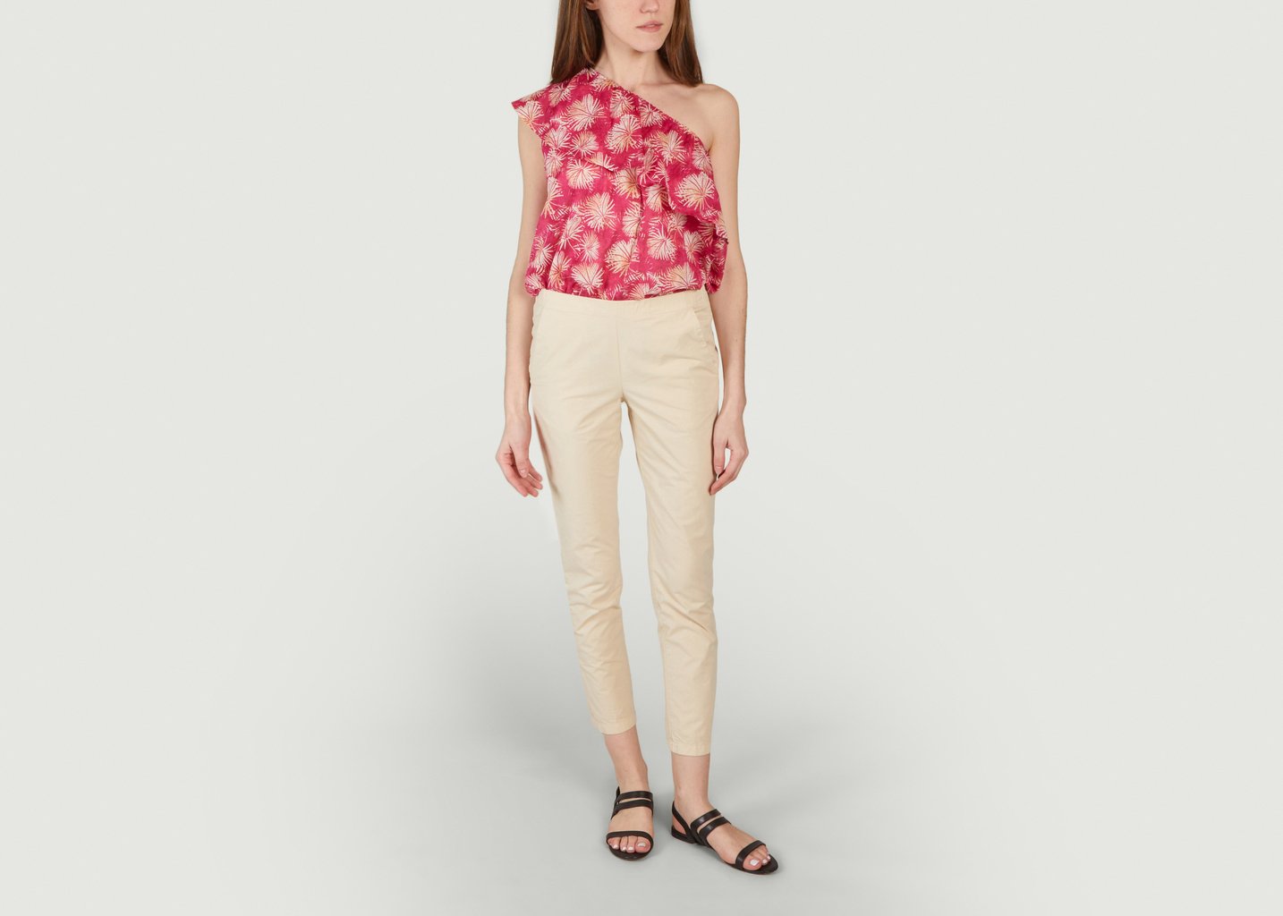 L'exception Top Asymétrique Imprimé Feuillage Helga Fuchsia Hartford
