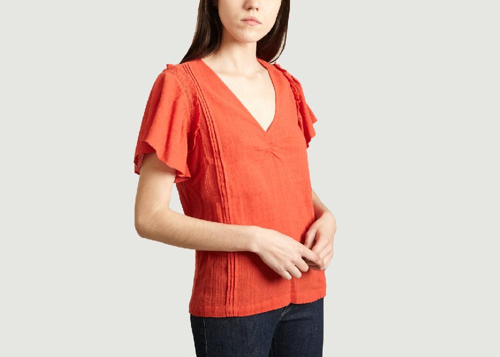 L'exception Top En Crépon Jacquard Camba Corail Sessùn