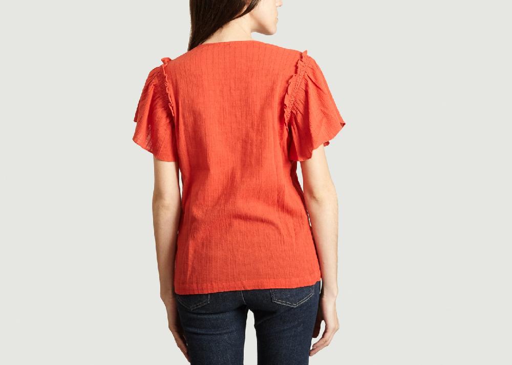 L'exception Top En Crépon Jacquard Camba Corail Sessùn