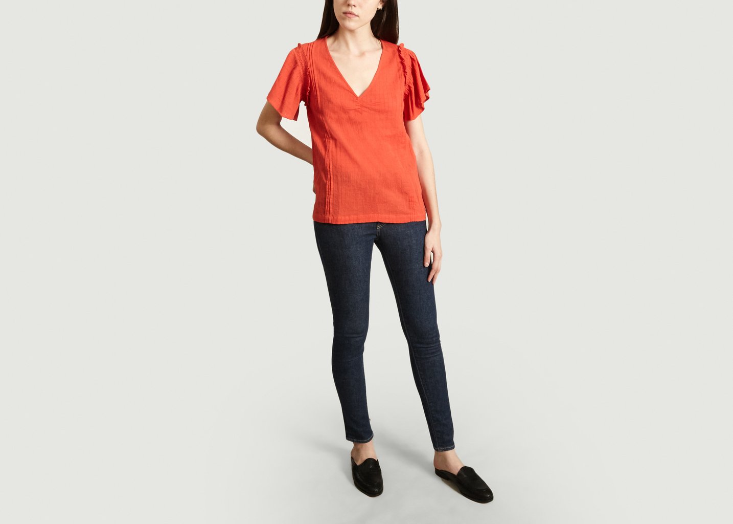 L'exception Top En Crépon Jacquard Camba Corail Sessùn