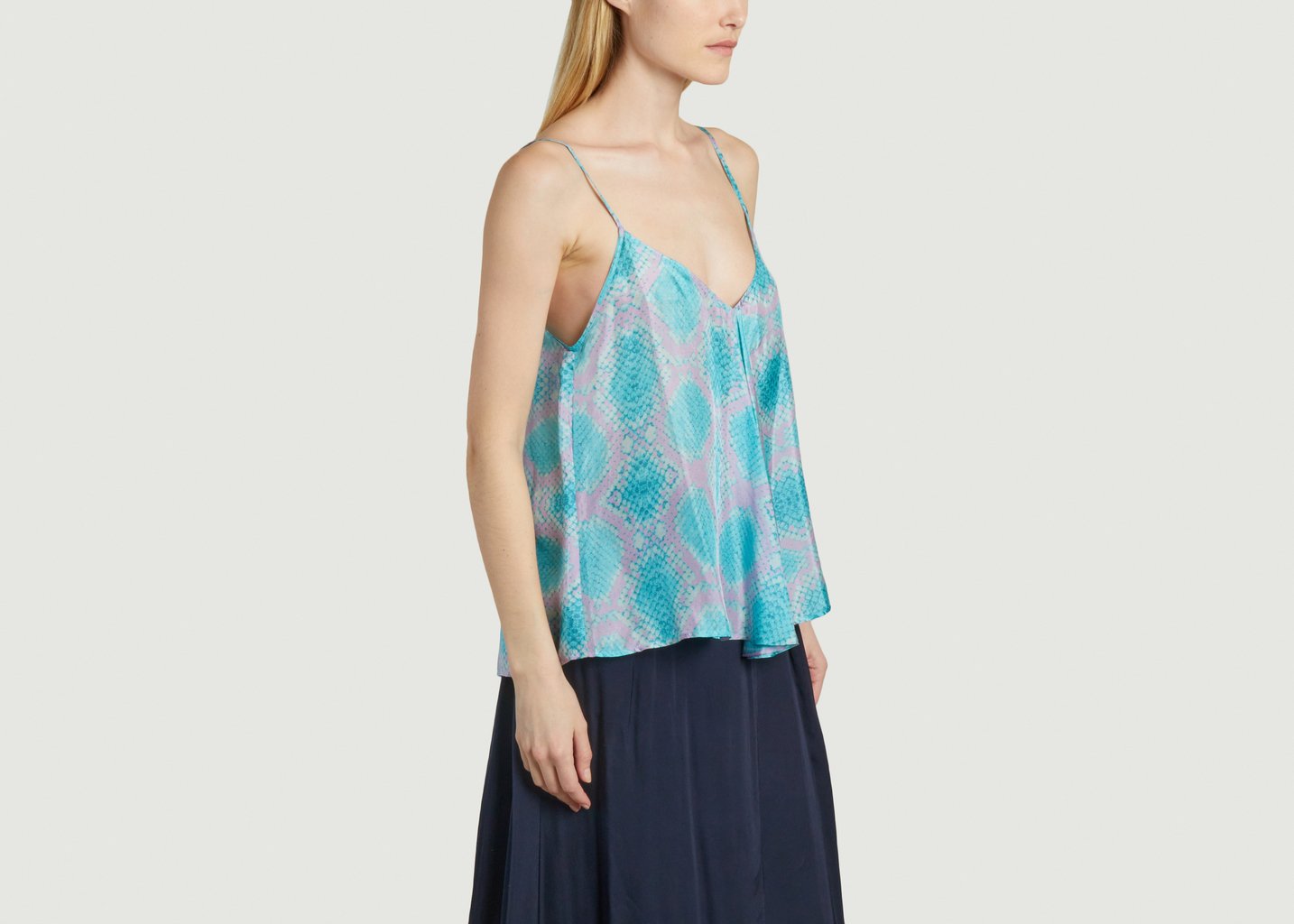 L'exception Top En Soie Imprimé Géométrique Sally Turquoise Mes Demoiselles