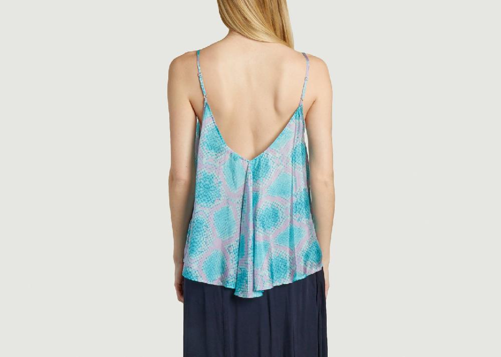 L'exception Top En Soie Imprimé Géométrique Sally Turquoise Mes Demoiselles