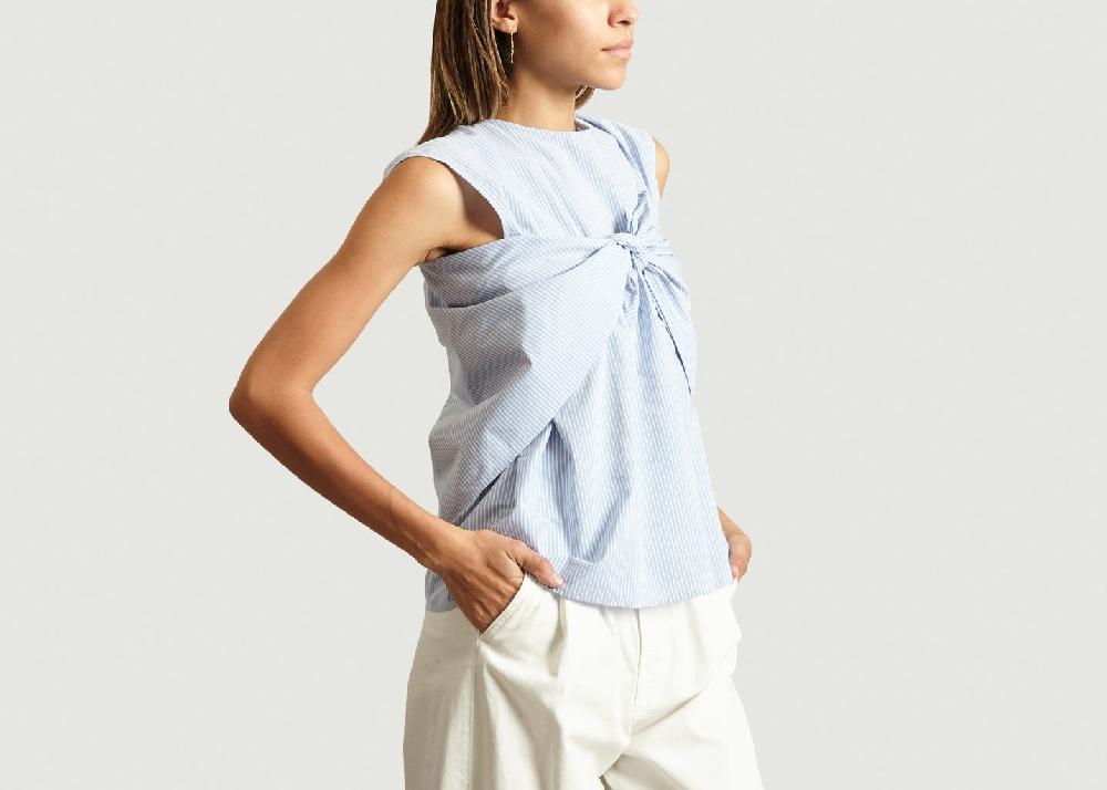 L'exception Top Foulard Amovible Bleu Clair MM6 Maison Margiela