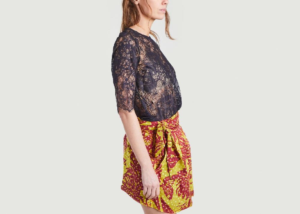 L'exception Top Martial Dentelle Bleu Marine Roseanna