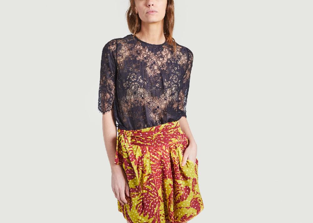 l'exception Top Martial Dentelle Bleu Marine Roseanna