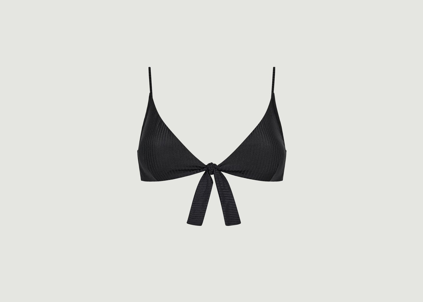 l'exception Top n°6 Noir Rayé Satiné Noir Posidonie