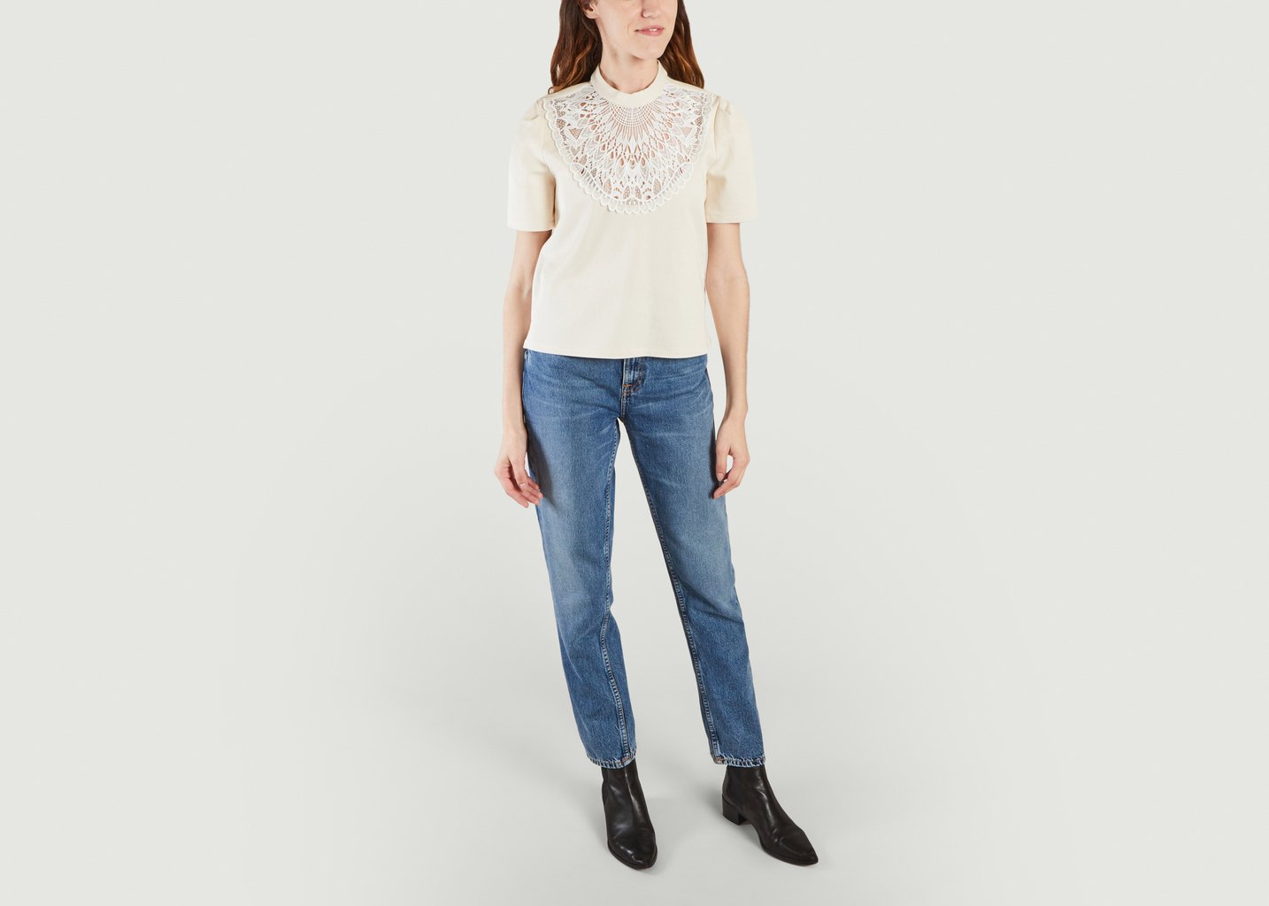 L'exception Top Plastron Brodé Amberlino Ecru Sessùn