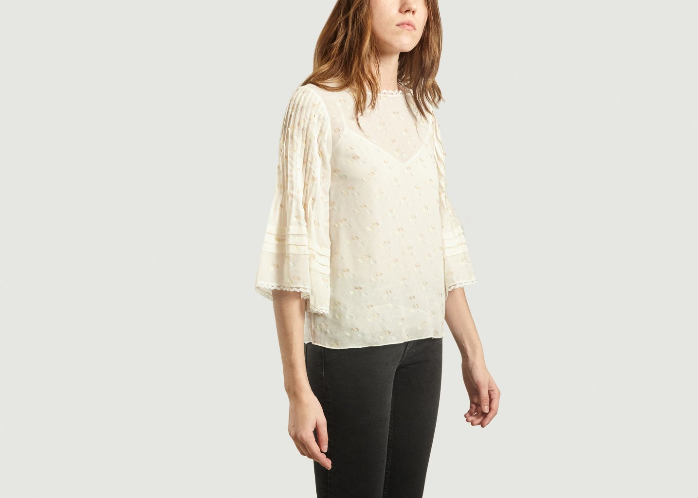 L'exception Top Plumetis Manches 3/4 Ecru See By Chloé