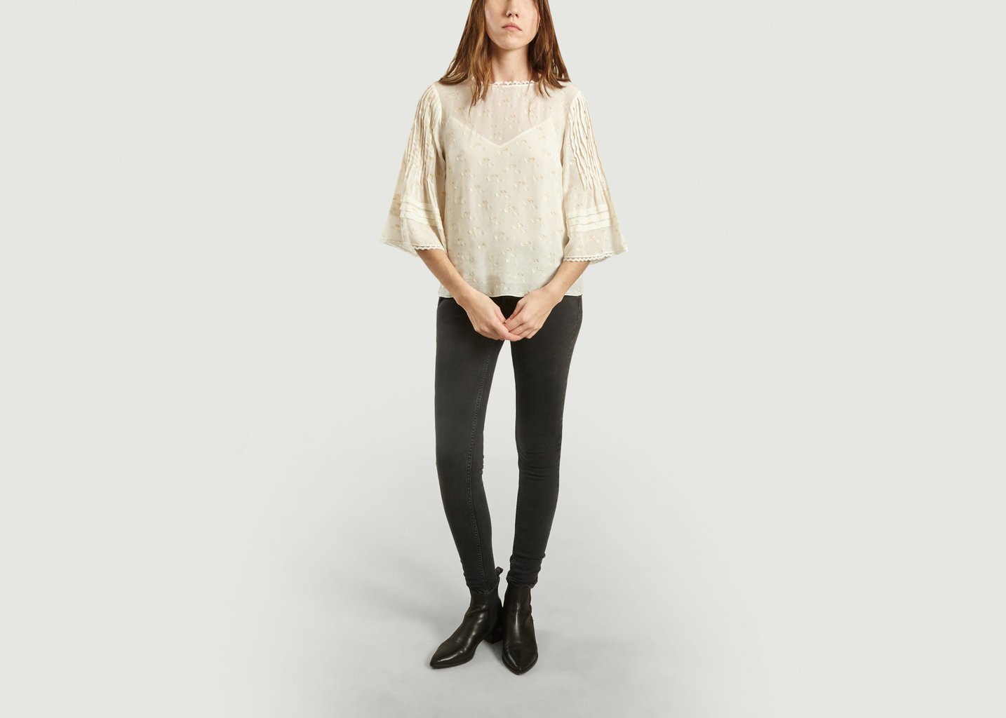 L'exception Top Plumetis Manches 3/4 Ecru See By Chloé