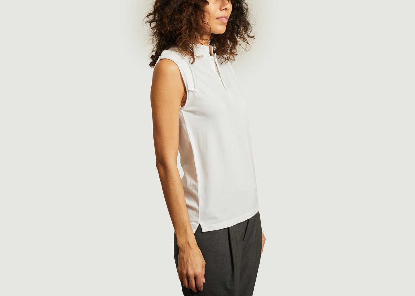 L'exception Top Polo En Coton Piqué Blanc Sarah De Saint Hubert