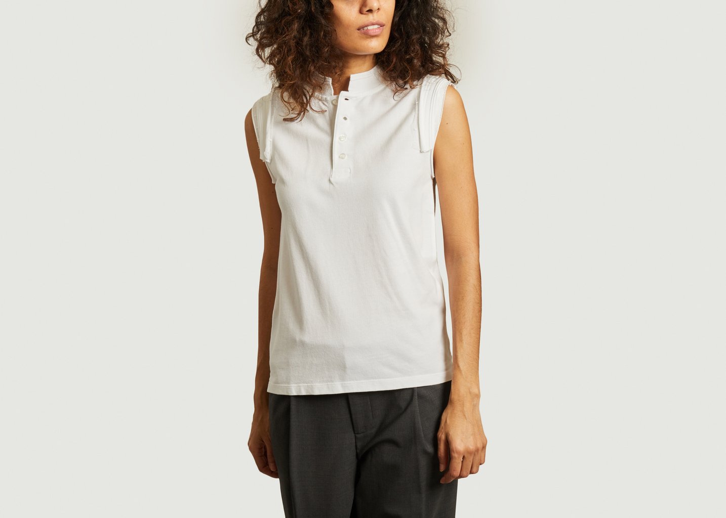 l'exception Top polo en coton piqué Blanc Sarah de Saint Hubert