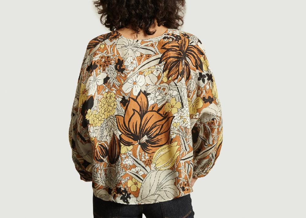 L'exception Top Single Imprimé Fleurs Caramel Roseanna
