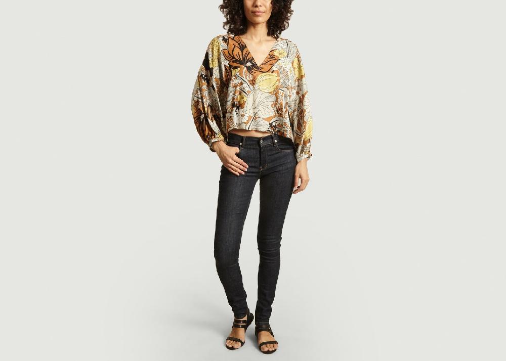 L'exception Top Single Imprimé Fleurs Caramel Roseanna