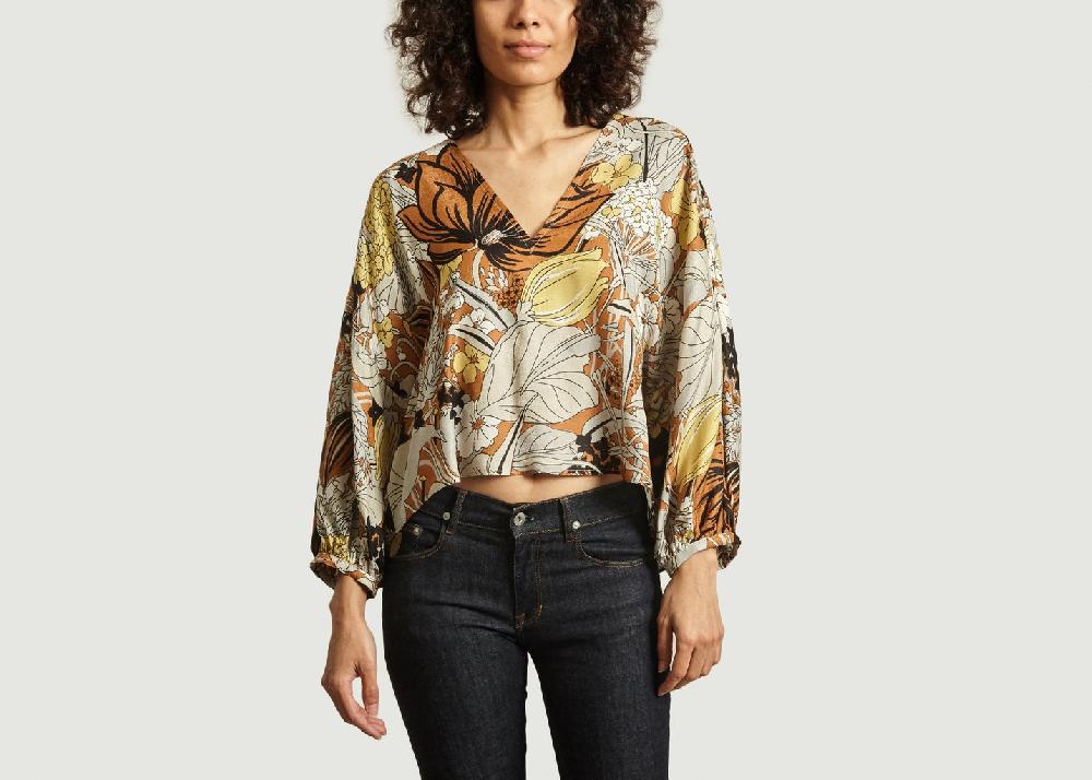 l'exception Top Single imprimé fleurs Caramel Roseanna