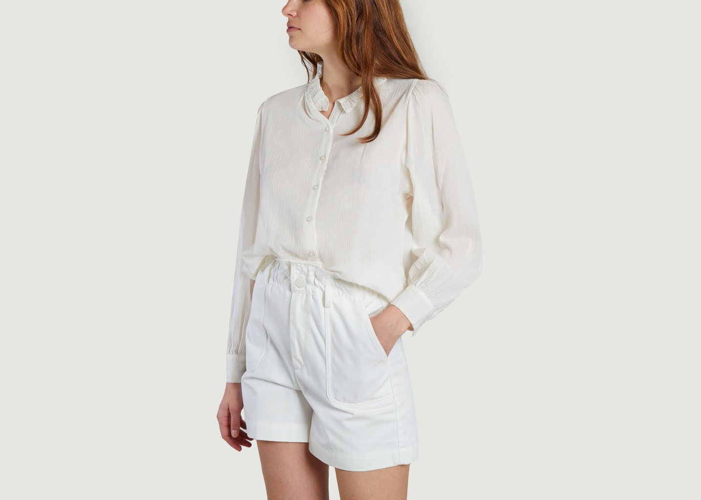 L'exception Top Tamia Crinkle Ecru Petite Mendigote Paris