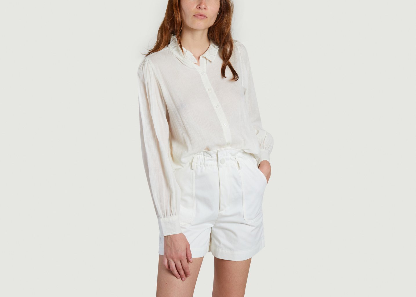 l'exception Top Tamia Crinkle Ecru Petite Mendigote Paris