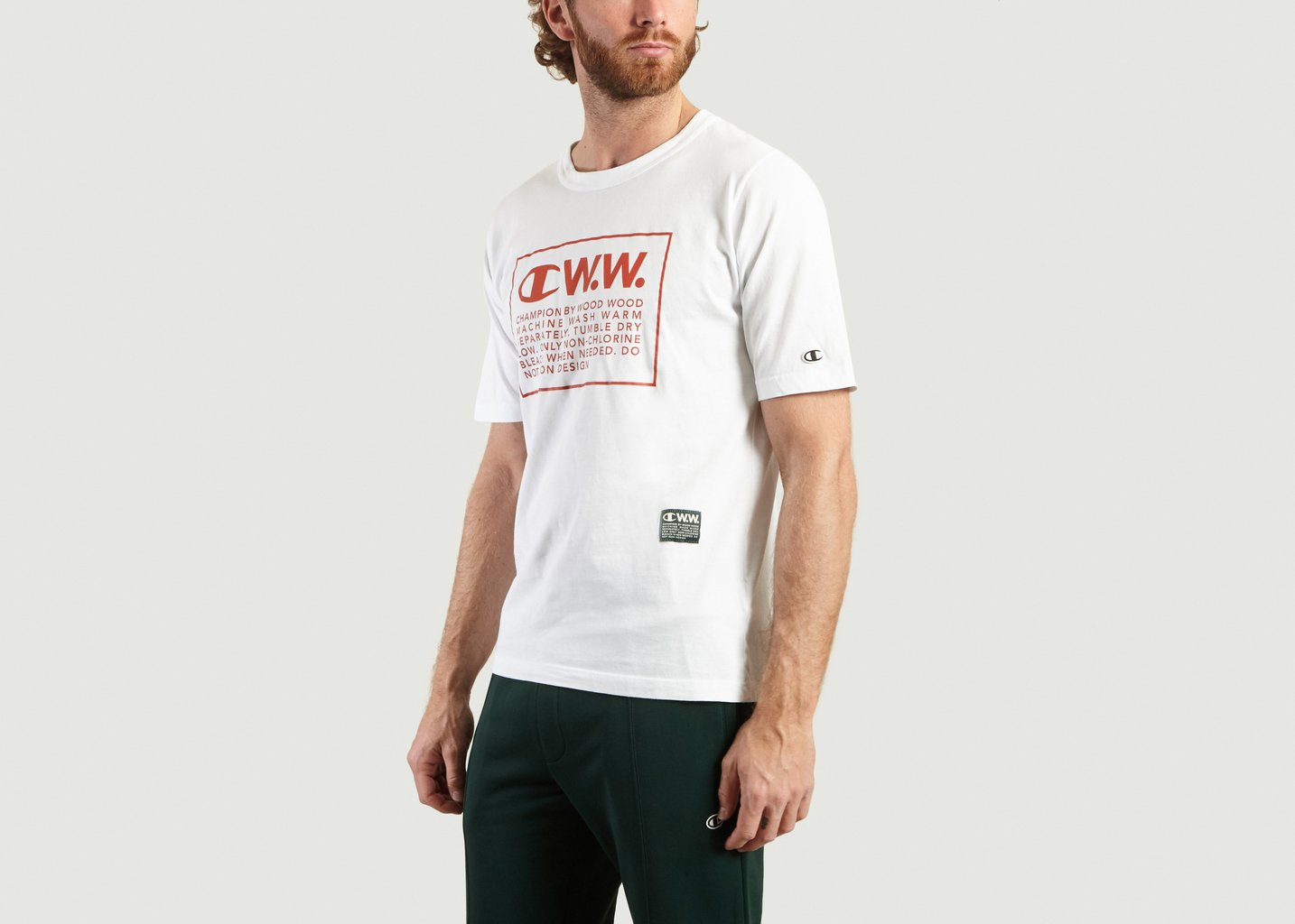 L'exception Tshirt MC Rick Oversize Logo Champion X Wood Wood Blanc Champion