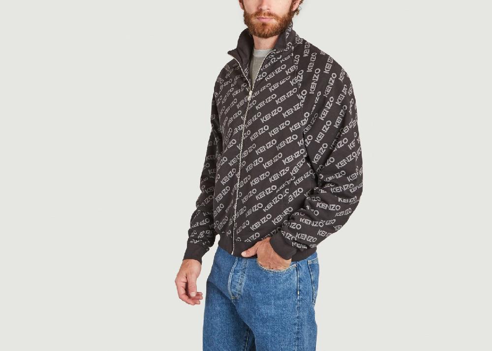 L'exception Veste à Motif Monogramme En Coton Noir Kenzo