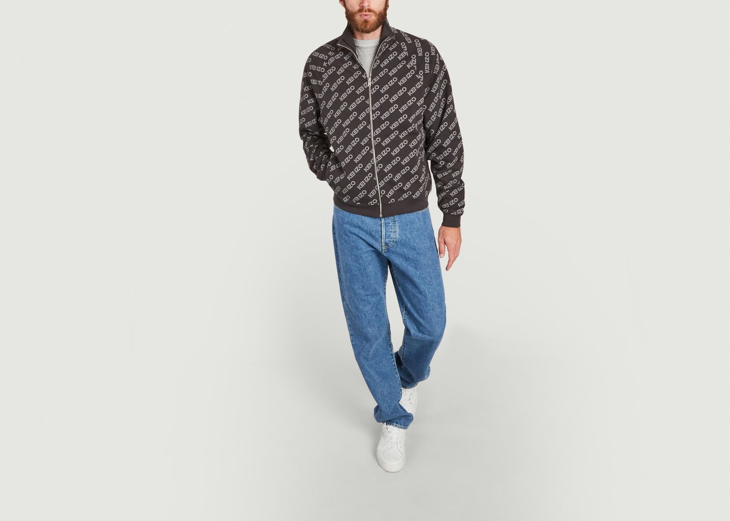 L'exception Veste à Motif Monogramme En Coton Noir Kenzo