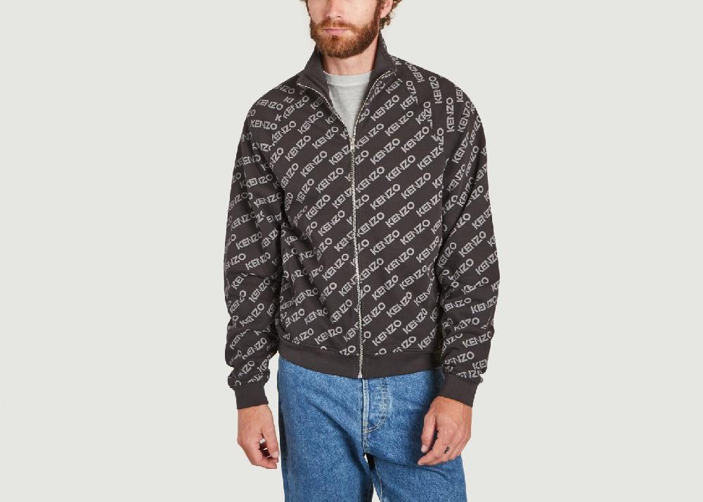 l'exception Veste à motif monogramme en coton Noir Kenzo