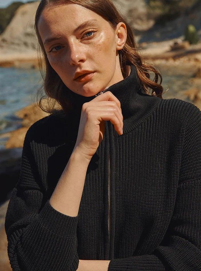 L'exception Veste Aurore Noir Lafrançaise Mailles In France