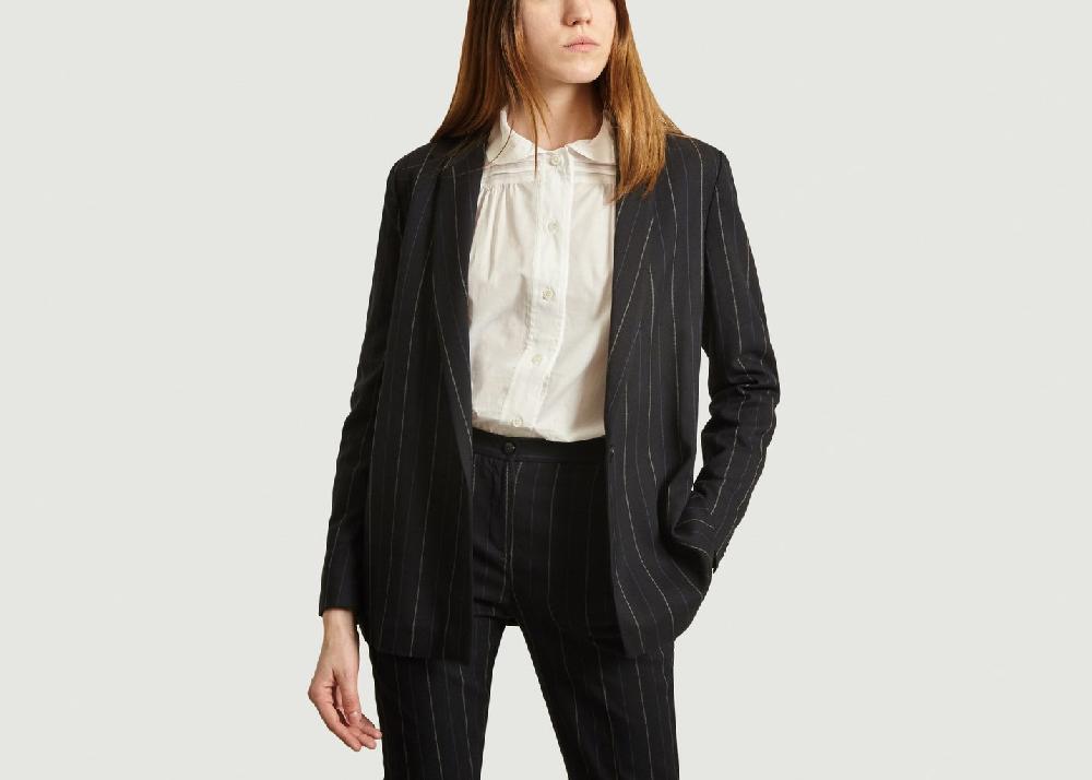 l'exception Veste Camille à rayures tennis Noir Admise Paris