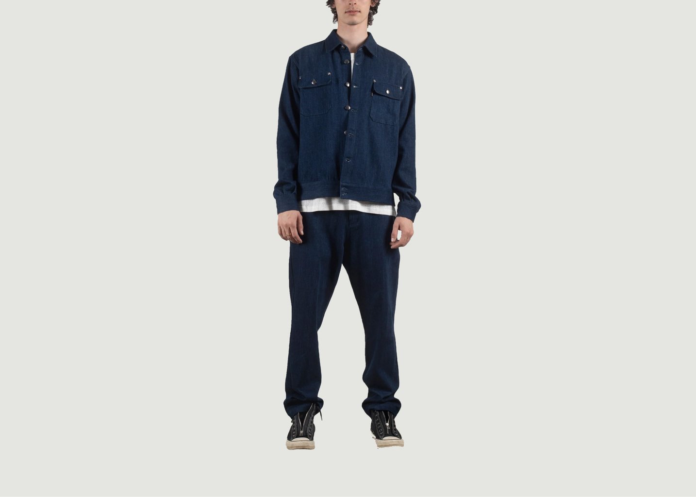 l'exception Veste Camionneur En Denim Délavé Brut Crest