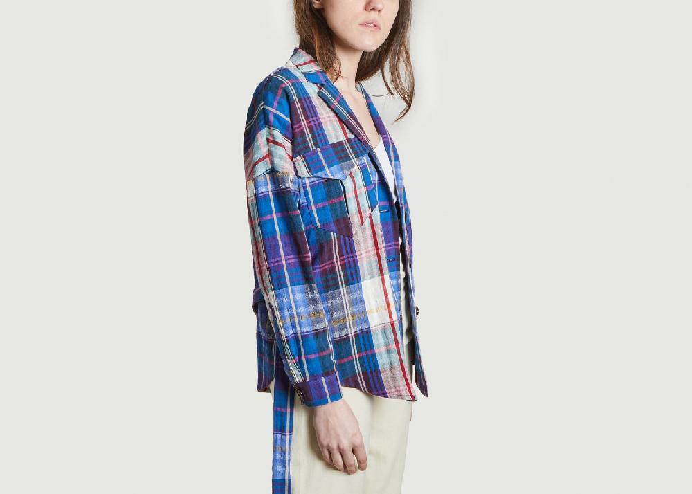 L'exception Veste Chemise à Carreaux Tea Toluca Cobalt Tinsels