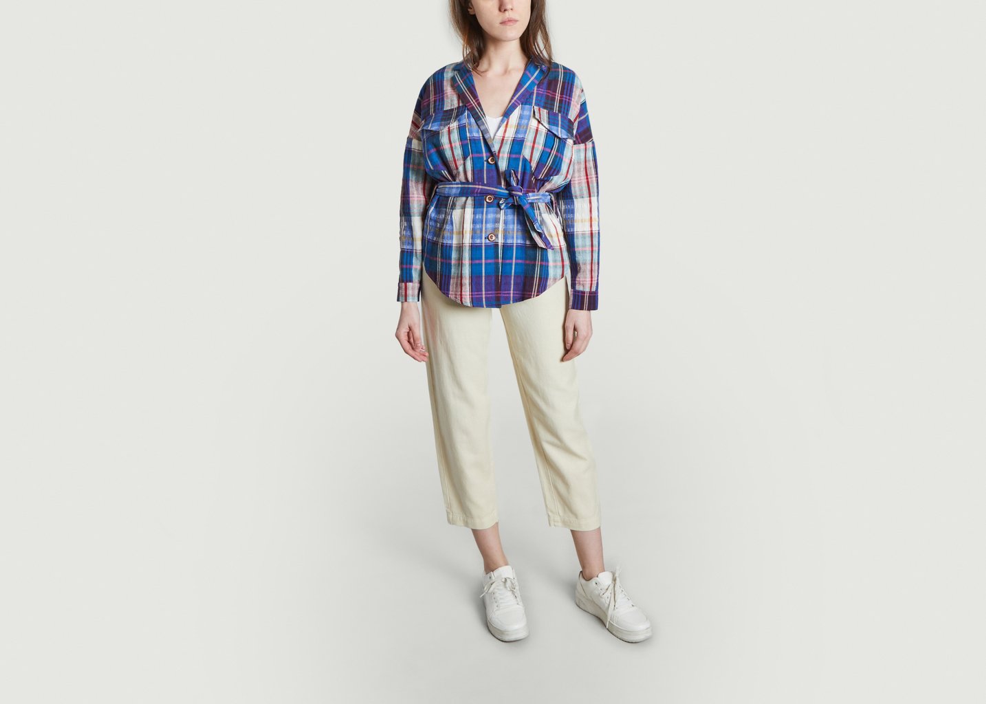 L'exception Veste Chemise à Carreaux Tea Toluca Cobalt Tinsels